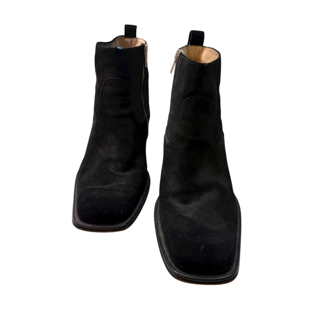 Kenneth Cole New York Micro Wave Black Suede Square Toe Side‎ Zip Boots Mens 10M